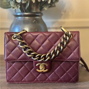 Chanel Quilted Caviar Leather Retro Class Flap bag Oxblood Burgundy